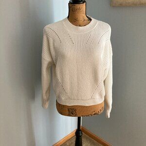 H&M Cream Ribbed Knit Crop Sweater Women S/M